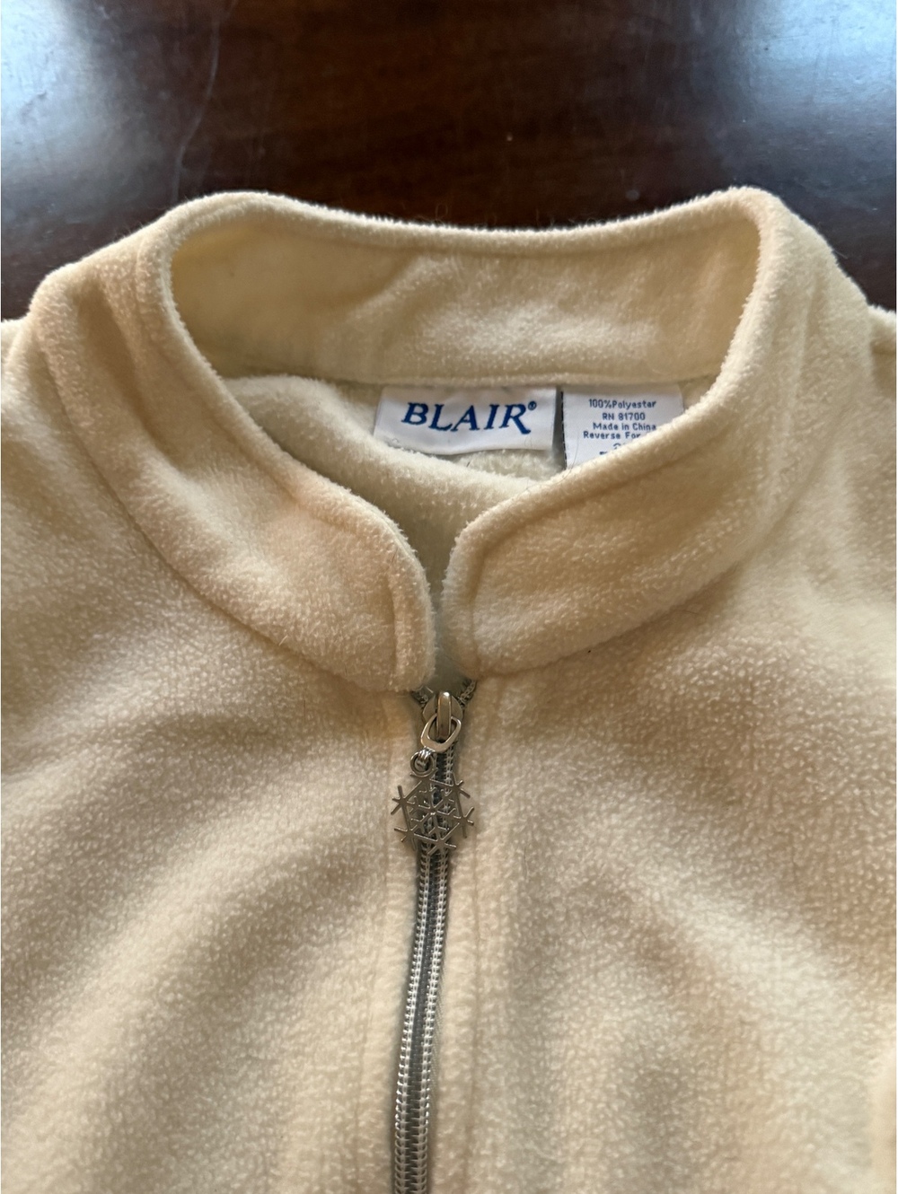Blair Cream Fleece Vest with Snowflake Zipper Pull, Size 2XL